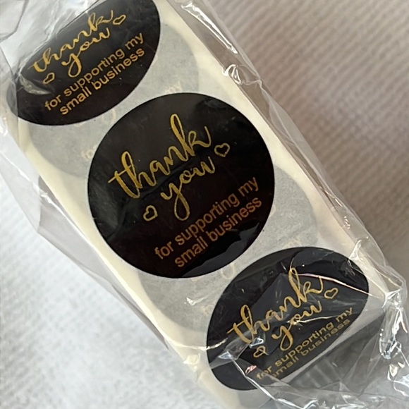 500 Thank you stickers 1” black and gold - Picture 4 of 7